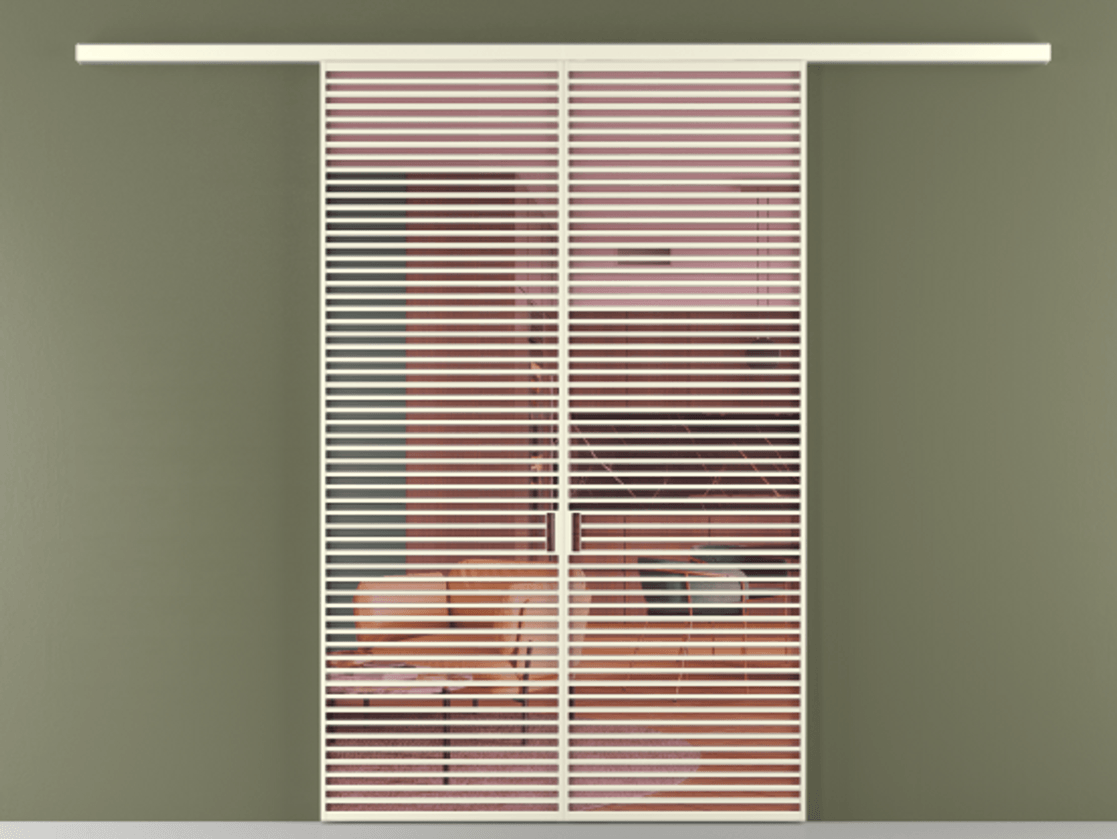 Перегородка Формато вдоль стены 2 створки АЛПР 040.07 Алюминий молочно-белый Прозрачное розовое стекло, триплекс Цена 342450 ₽ | Volhovec