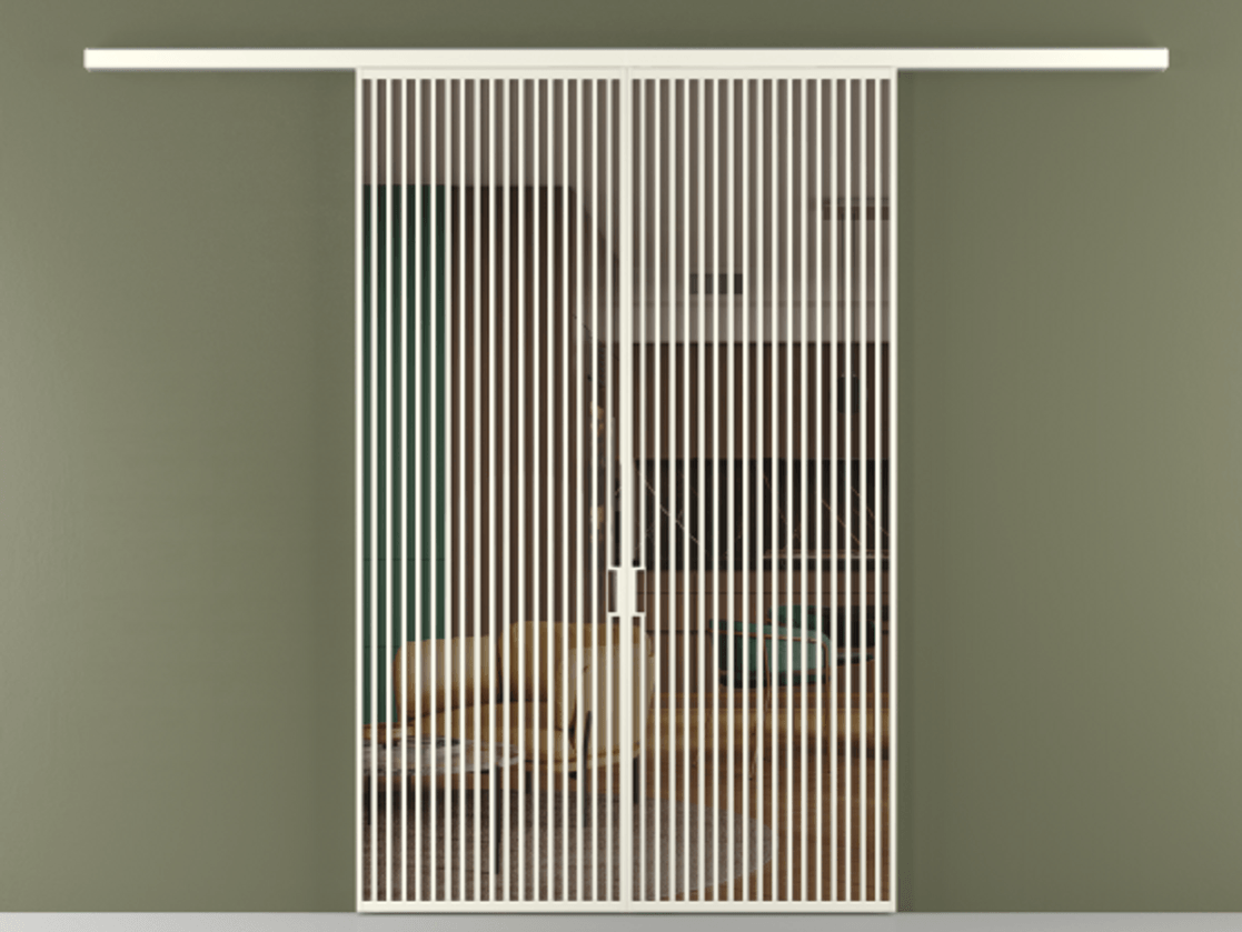 Перегородка Формато вдоль стены 2 створки АЛПР 040.06 Алюминий жемчужный Прозрачное бронзовое стекло, триплекс Цена 69517350 so'm | Volhovec