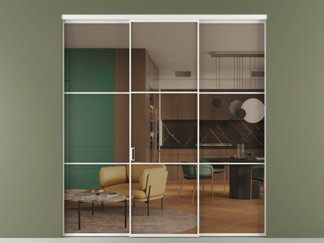 Перегородка Формато внутри проёма 3 створки АЛПР 040.03 Алюминий белоснежный Прозрачное бронзовое стекло, триплекс. Цена 48166830 so'm 1. Полотно 3 шт. (800/2100 мм)
2. Комплект установки раздвижной системы
3. Базовый комплект фурнитуры
4.Ручка Рондо. Фабрика дверей Волховец 8 (800) 551 43 19 Перегородка Формато внутри проёма 3 створки АЛПР 040.03 Алюминий белоснежный Прозрачное бронзовое стекло, триплекс Цена 48166830 so'm | Volhovec