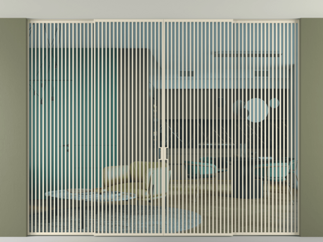 Перегородка Формато внутри проёма скрытое крепление в потолок 4 створки АЛПР 040.06 Алюминий бежево-серый Прозрачное голубое стекло, триплекс Цена 162808470 so'm | Volhovec