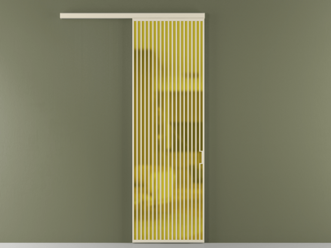 Перегородка Formato вдоль стены 1 створка АЛПР 040.06 Алюминий бежево-серый Сатинированное жёлтое стекло, триплекс Цена 44477300 so'm  | Volhovec