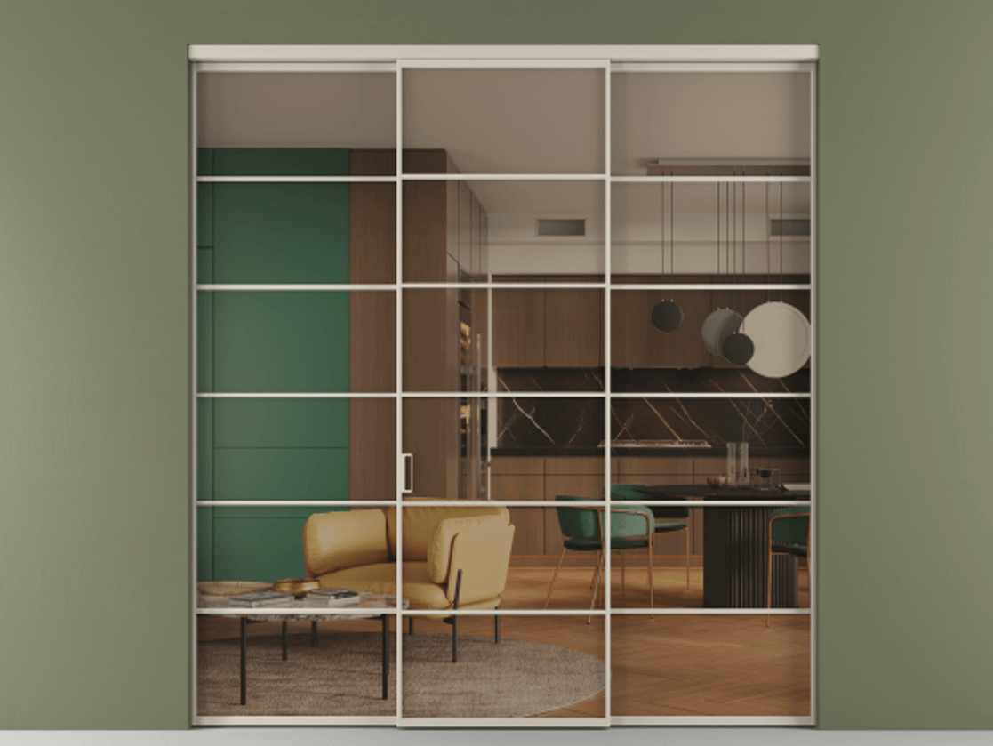 Перегородка Формато внутри проёма 3 створки АЛПР 040.04 Алюминий светло-бежевый Прозрачное бронзовое стекло, триплекс. Цена 51729480 so'm 1. Полотно 3 шт. (800/2100 мм)
2. Комплект установки раздвижной системы
3. Базовый комплект фурнитуры
4.Ручка Рондо. Фабрика дверей Волховец 8 (800) 551 43 19 Перегородка Формато внутри проёма 3 створки АЛПР 040.04 Алюминий светло-бежевый Прозрачное бронзовое стекло, триплекс Цена 51729480 so'm | Volhovec