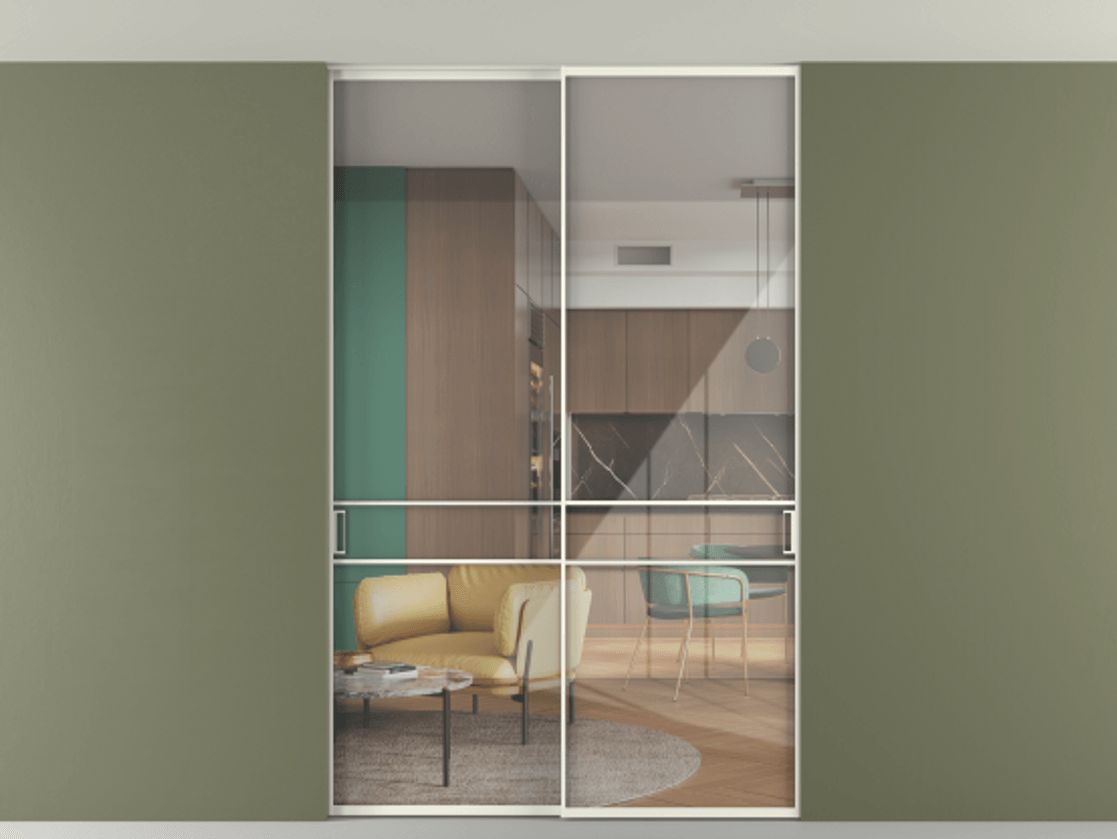 Перегородка Formato внутри проёма скрытое крепление в потолок 2 створки АЛПР 040.02 Алюминий жемчужный Рефлективное прозрачное стекло "Stopsol", калёное. Цена 62020560 so'm 1. Полотно 2 шт. (800/2100 мм)
2. Комплект установки раздвижной системы
3. Базовый комплект фурнитуры
4. Ручка RONDO. Фабрика дверей Волховец 8 (800) 551 43 19 Перегородка Formato внутри проёма скрытое крепление в потолок 2 створки АЛПР 040.02 Алюминий жемчужный Рефлективное прозрачное стекло "Stopsol", калёное Цена 62020560 so'm | Volhovec