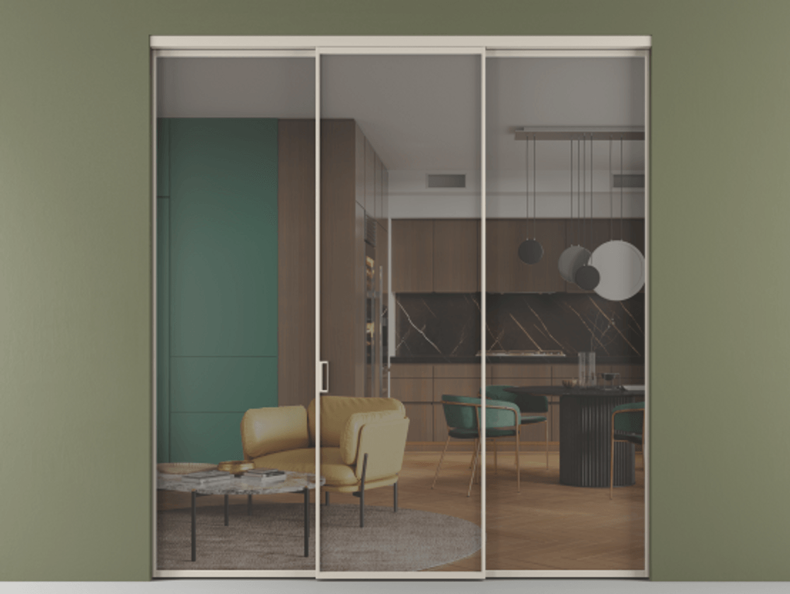 Перегородка Формато внутри проёма 3 створки АЛПР 040.01 Алюминий светло-бежевый Прозрачное серое стекло, триплекс. Цена 45700380 so'm 1. Полотно 3 шт. (800/2100 мм)
2. Комплект установки раздвижной системы
3. Базовый комплект фурнитуры
4.Ручка Рондо. Фабрика дверей Волховец 8 (800) 551 43 19 Перегородка Формато внутри проёма 3 створки АЛПР 040.01 Алюминий светло-бежевый Прозрачное серое стекло, триплекс Цена 45700380 so'm | Volhovec