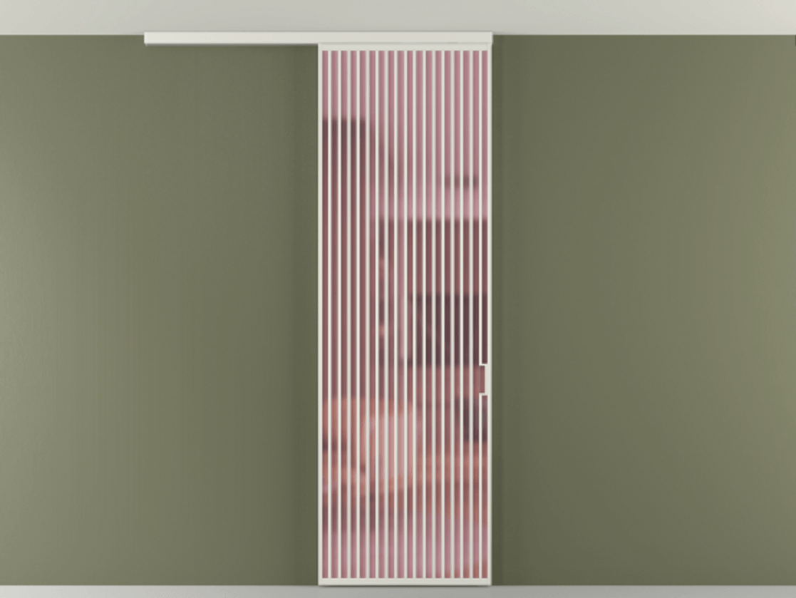 Перегородка Формато вдоль стены на потолок 1 створка АЛПР 040.06 Алюминий серый Сатинированное розовое стекло, триплекс Цена 36074700 so'm | Volhovec