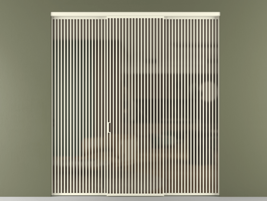 Перегородка Формато внутри проёма 3 створки АЛПР 040.06 Алюминий молочно-белый Сатинированное бронзовое стекло, триплекс Цена 503550 ₽ | Volhovec