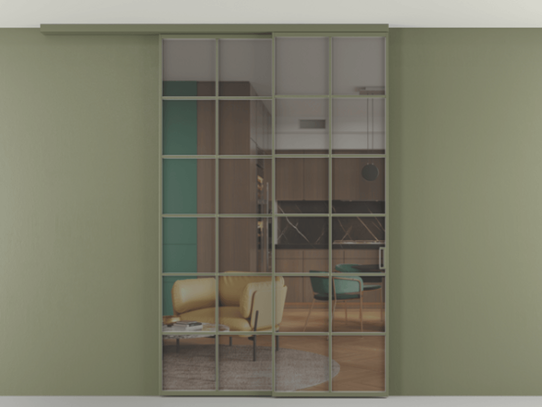 Перегородка Формато вдоль стены на потолок 2 створки с синхронным механизмом АЛПР 040.05 Алюминий оливковый тёмный Прозрачное серое стекло, триплекс. Цена 59215910 so'm 1. Полотно 2 шт. (800/2100 мм)
2. Комплект установки раздвижной системы
3. Базовый комплект фурнитуры
4.Ручка Рондо. Фабрика дверей Волховец 8 (800) 551 43 19 Перегородка Формато вдоль стены на потолок 2 створки с синхронным механизмом АЛПР 040.05 Алюминий оливковый тёмный Прозрачное серое стекло, триплекс Цена 59215910 so'm | Volhovec