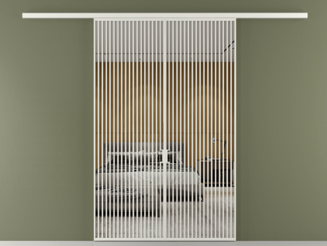 Перегородка Формато вдоль стены 2 створки АЛПР 040.06 Алюминий серый Двустороннее зеркало, триплекс , триплекс 6 мм Цена 69517350 so'm | Volhovec