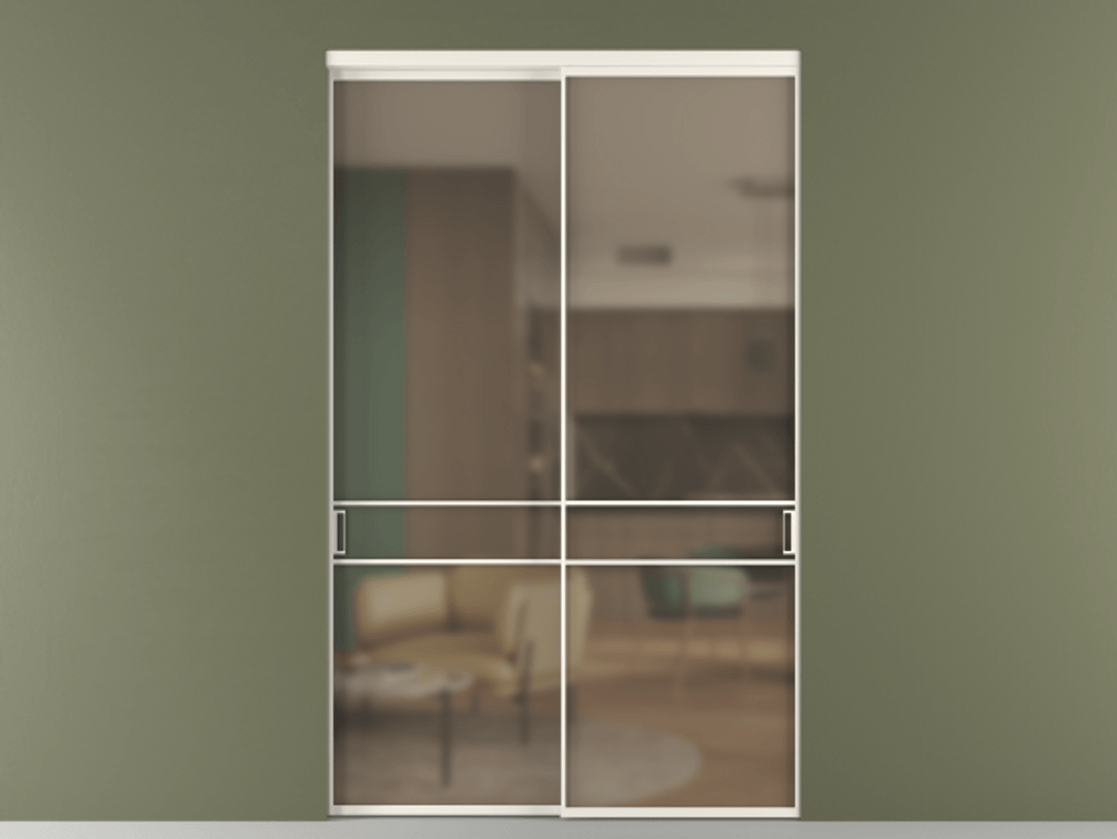 Перегородка Формато внутри проёма 2 створки АЛПР 040.02 Алюминий пудровый белый Сатинированное бронзовое стекло, триплекс Цена 86224250 so'm  | Volhovec