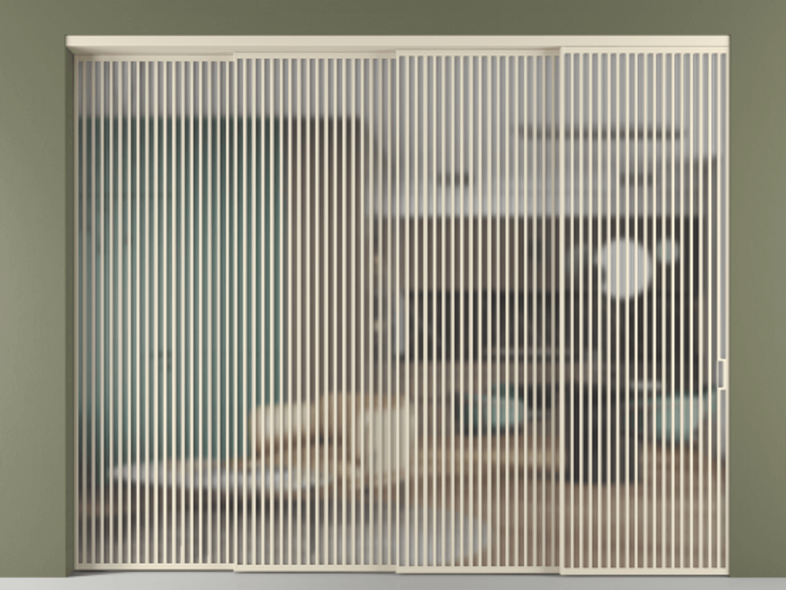 Перегородка Формато внутри проёма 4 створки с синхронным механизмом АЛПР 040.06 Алюминий бежево-серый Сатинированное стекло "Мателюкс Кристал Вижн", калёное, матовое, каленое 6 мм. Цена 162992760 so'm 1. Полотно 4 шт. (800/2100 мм)
2. Комплект установки раздвижной системы
3. Базовый комплект фурнитуры
4. Комплект фурнитуры телескопик синхро-3
5. Ручка Рондо. Фабрика дверей Волховец 8 (800) 551 43 19 Перегородка Формато внутри проёма 4 створки с синхронным механизмом АЛПР 040.06 Алюминий бежево-серый Сатинированное стекло "Мателюкс Кристал Вижн", калёное, матовое, каленое 6 мм Цена 162992760 so'm | Volhovec