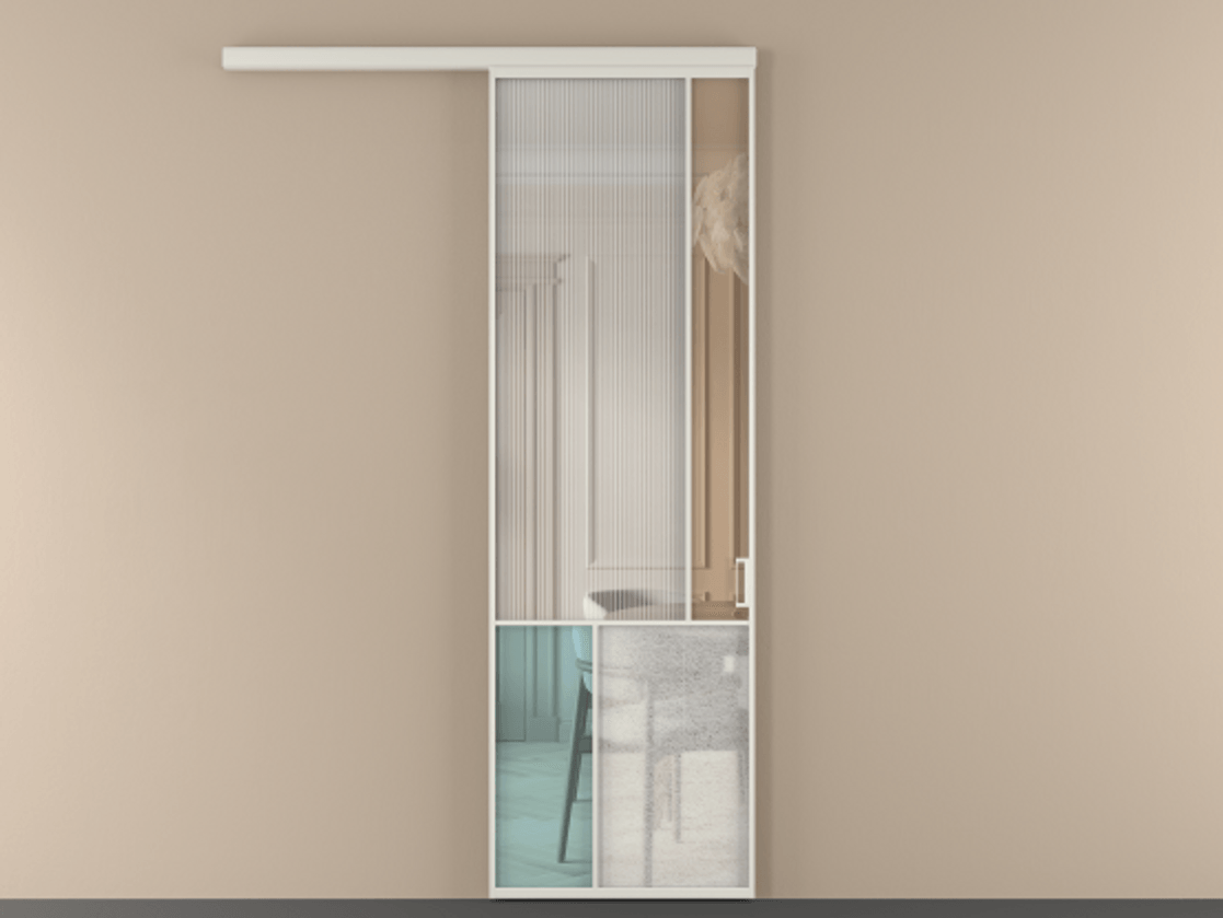 Перегородка Mosaic вдоль стены 1 створка АЛПР 041.21 Алюминий Белый Комбинация стекол Группы 1 и Группы 3 Цена 27890170 so'm | Volhovec