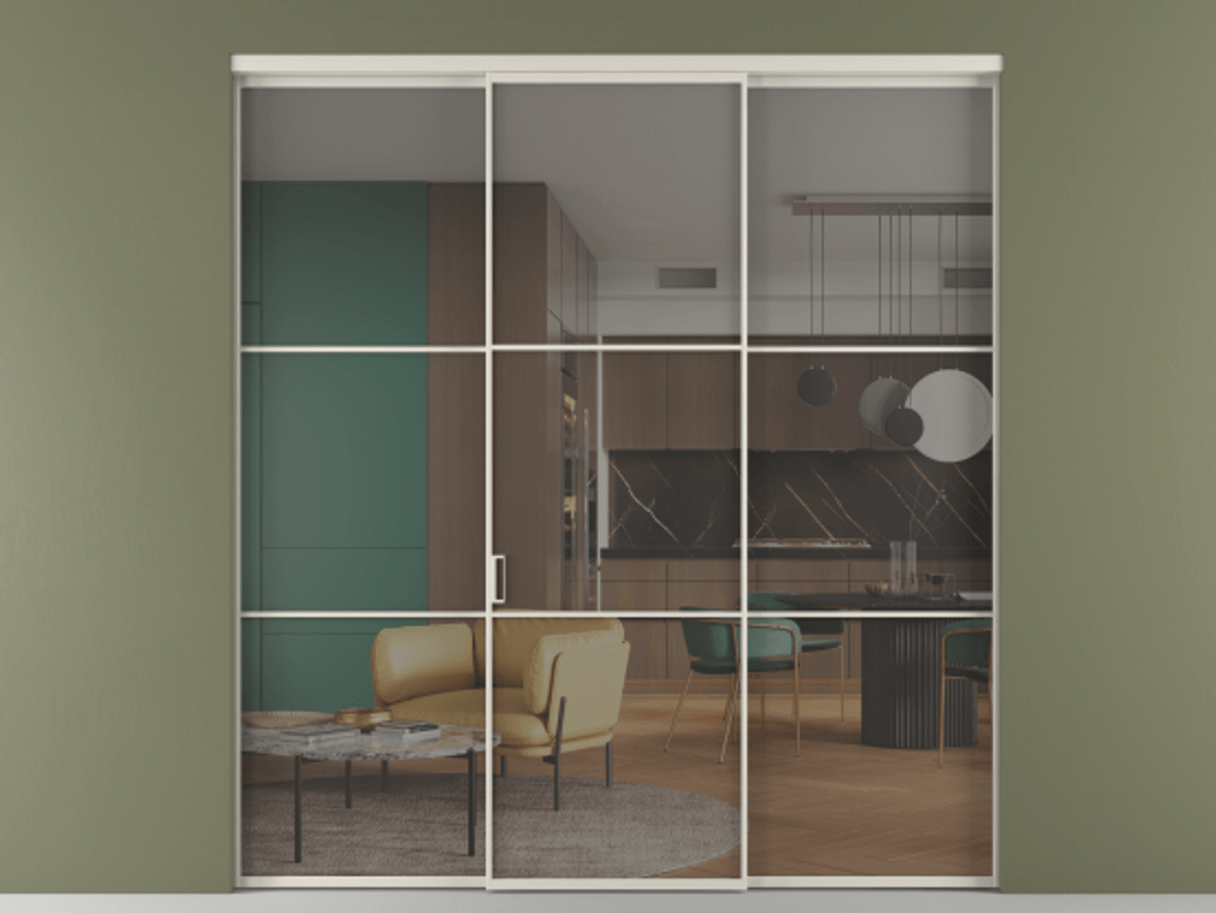 Перегородка Формато внутри проёма 3 створки АЛПР 040.03 Алюминий облачно-серый Прозрачное серое стекло, триплекс. Цена 48166830 so'm 1. Полотно 3 шт. (800/2100 мм)
2. Комплект установки раздвижной системы
3. Базовый комплект фурнитуры
4.Ручка Рондо. Фабрика дверей Волховец 8 (800) 551 43 19 Перегородка Формато внутри проёма 3 створки АЛПР 040.03 Алюминий облачно-серый Прозрачное серое стекло, триплекс Цена 48166830 so'm | Volhovec