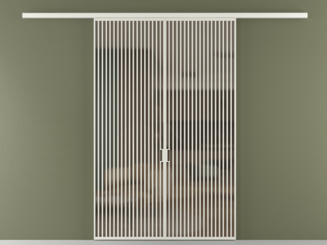 Перегородка Formato вдоль стены 2 створки АЛПР 040.06 Алюминий серый Сатинированное бронзовое стекло, триплекс Цена 87087000 so'm | Volhovec