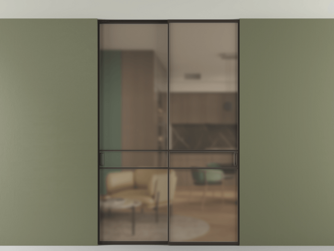 Перегородка Формато внутри проёма скрытое крепление в потолок 2 створки АЛПР 040.02 Алюминий антрацит Сатинированное бронзовое стекло, триплекс. Цена 50387650 so'm 1. Полотно 2 шт. (800/2100 мм)
2. Комплект установки раздвижной системы
3. Базовый комплект фурнитуры
4. Ручка Рондо. Фабрика дверей Волховец 8 (800) 551 43 19 Перегородка Формато внутри проёма скрытое крепление в потолок 2 створки АЛПР 040.02 Алюминий антрацит Сатинированное бронзовое стекло, триплекс Цена 50387650 so'm | Volhovec