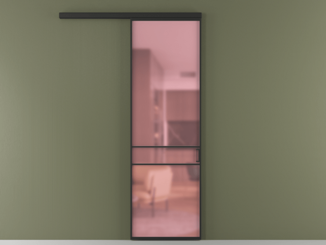 Перегородка Formato вдоль стены 1 створка АЛПР 040.02 Алюминий Черный Сатинированное розовое стекло, триплекс Цена 20685700 so'm  | Volhovec