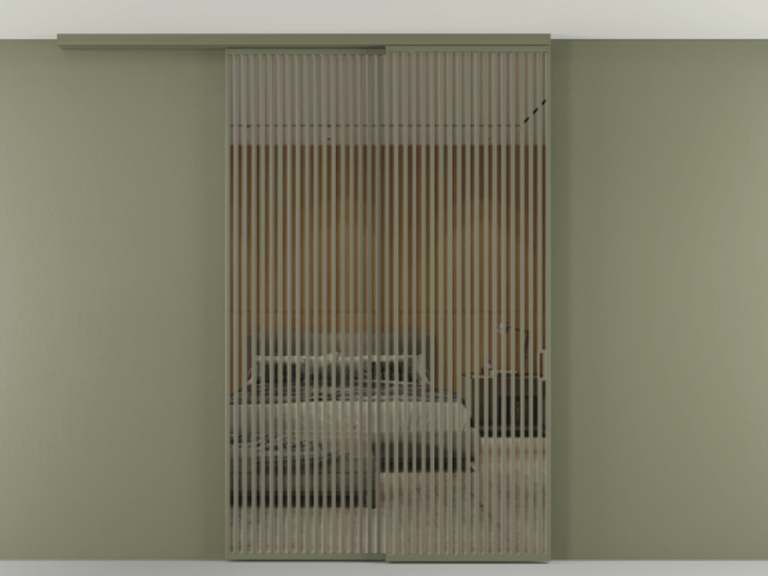 Перегородка Формато вдоль стены на потолок 2 створки с синхронным механизмом АЛПР 040.06 Алюминий оливковый тёмный Рефлективное бронзовое стекло "Стопсол", калёное. Цена 94040970 so'm 1. Полотно 2 шт. (800/2100 мм)
2. Комплект установки раздвижной системы
3. Базовый комплект фурнитуры
4.Ручка Рондо. Фабрика дверей Волховец 8 (800) 551 43 19 Перегородка Формато вдоль стены на потолок 2 створки с синхронным механизмом АЛПР 040.06 Алюминий оливковый тёмный Рефлективное бронзовое стекло "Стопсол", калёное Цена 94040970 so'm | Volhovec