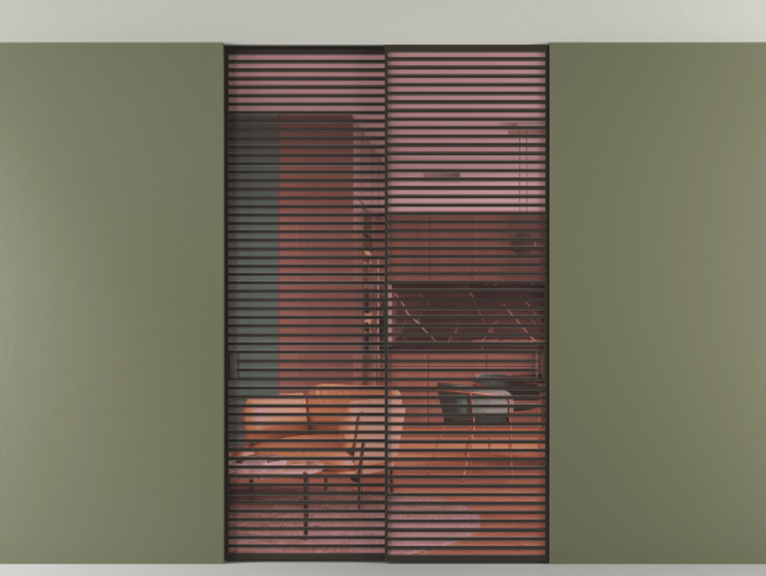 Перегородка Формато внутри проёма скрытое крепление в потолок 2 створки АЛПР 040.07 Алюминий антрацит Прозрачное розовое стекло, триплекс Цена 83212750 so'm | Volhovec