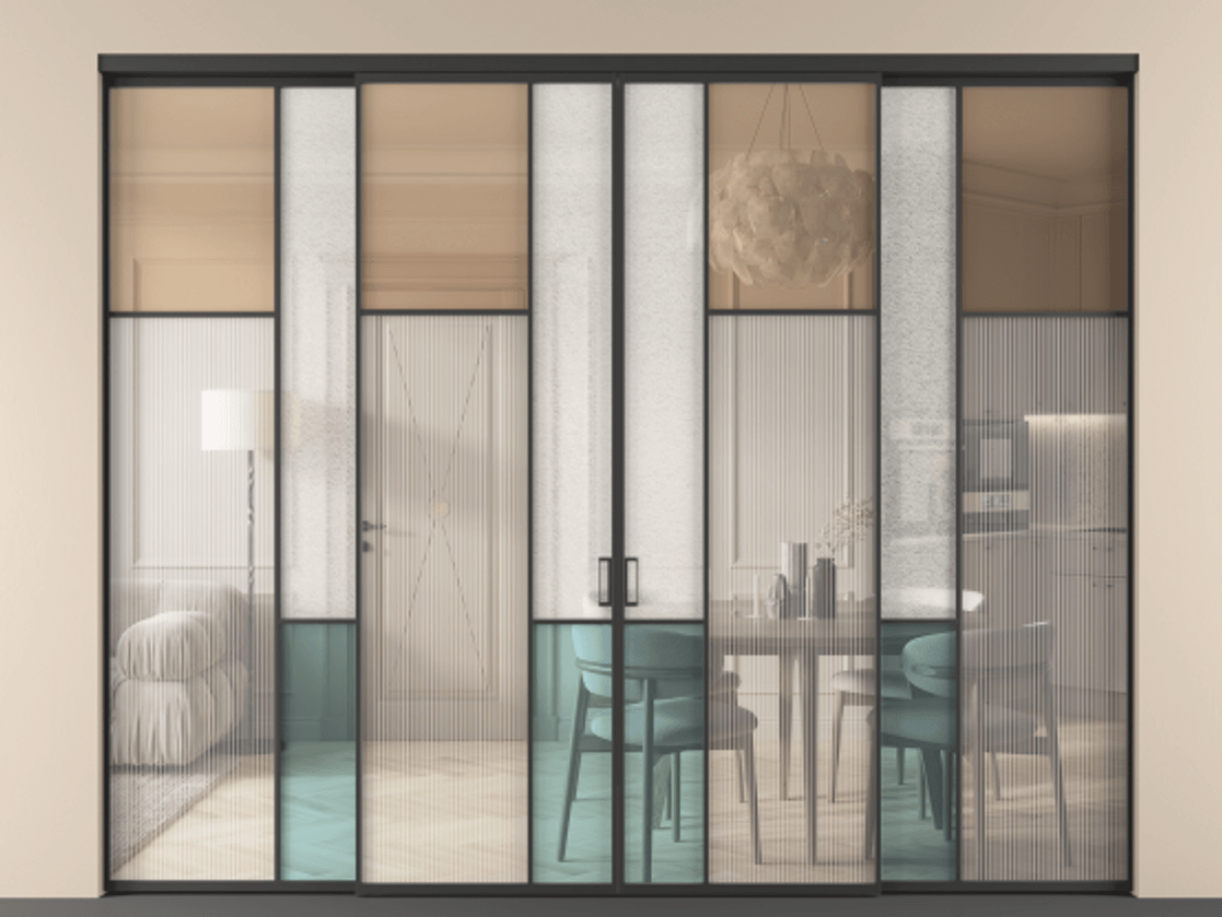 Перегородка Мозаик внутри проёма 4 створки АЛПР 041.11 Алюминий Черный Комбинация стекол Группы 1 и Группы 3. Скрытый короб ЧЕР Цена 465960 ₽ . Фабрика дверей Волховец 8 (800) 551 43 19 Перегородка Мозаик внутри проёма 4 створки АЛПР 041.11 Алюминий Черный Комбинация стекол Группы 1 и Группы 3 Цена 465960 ₽ | Volhovec