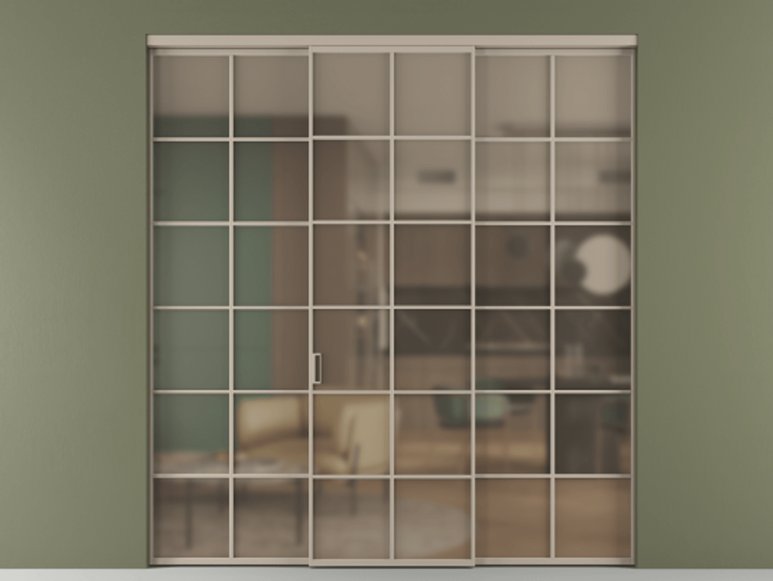 Перегородка Формато внутри проёма 3 створки АЛПР 040.05 Алюминий бисквитный Сатинированное бронзовое стекло, триплекс. Цена 51729480 so'm 1. Полотно 3 шт. (800/2100 мм)
2. Комплект установки раздвижной системы
3. Базовый комплект фурнитуры
4.Ручка Рондо. Фабрика дверей Волховец 8 (800) 551 43 19 Перегородка Формато внутри проёма 3 створки АЛПР 040.05 Алюминий бисквитный Сатинированное бронзовое стекло, триплекс Цена 51729480 so'm | Volhovec