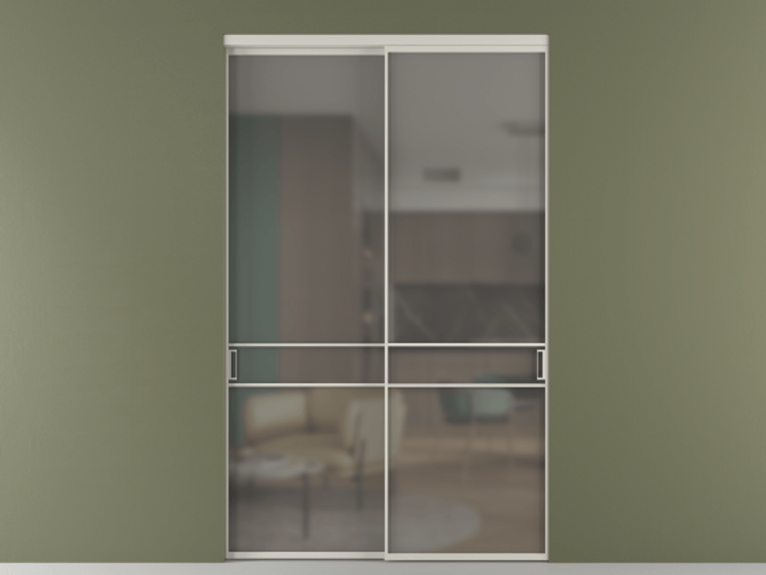 Перегородка Формато внутри проёма 2 створки АЛПР 040.02 Алюминий тёплый серый Сатинированное серое стекло, триплекс Цена 86224250 so'm  | Volhovec