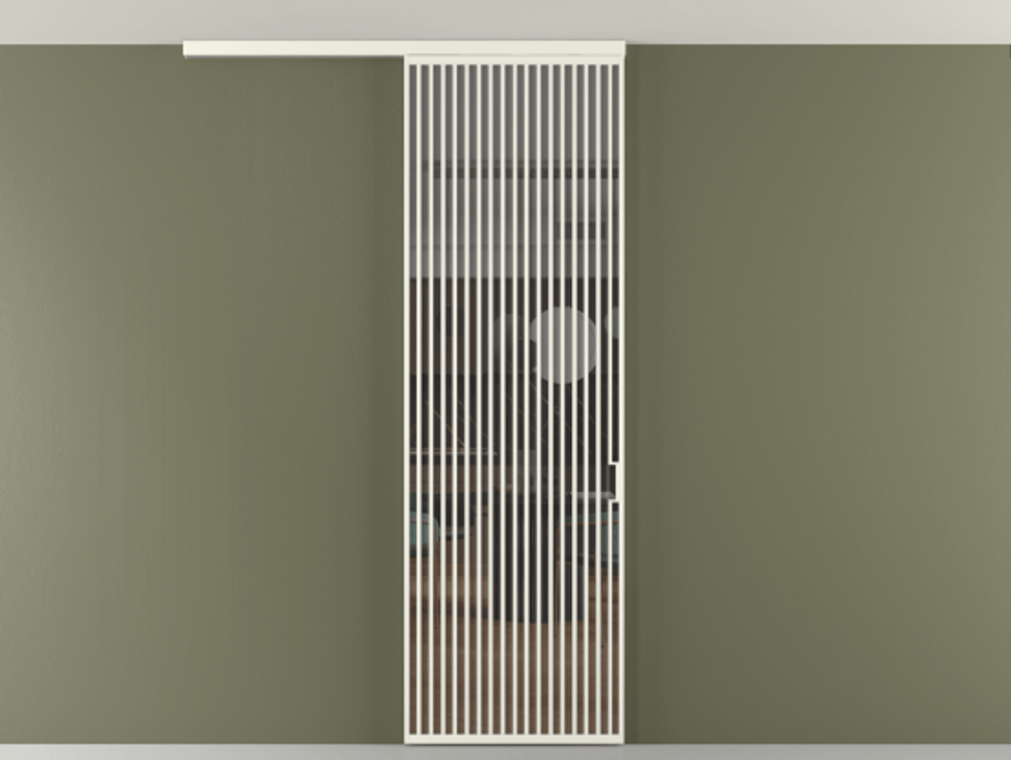 Перегородка Формато вдоль стены на потолок 1 створка АЛПР 040.06 Алюминий жемчужный Прозрачное серое стекло, триплекс Цена 38007280 so'm | Volhovec