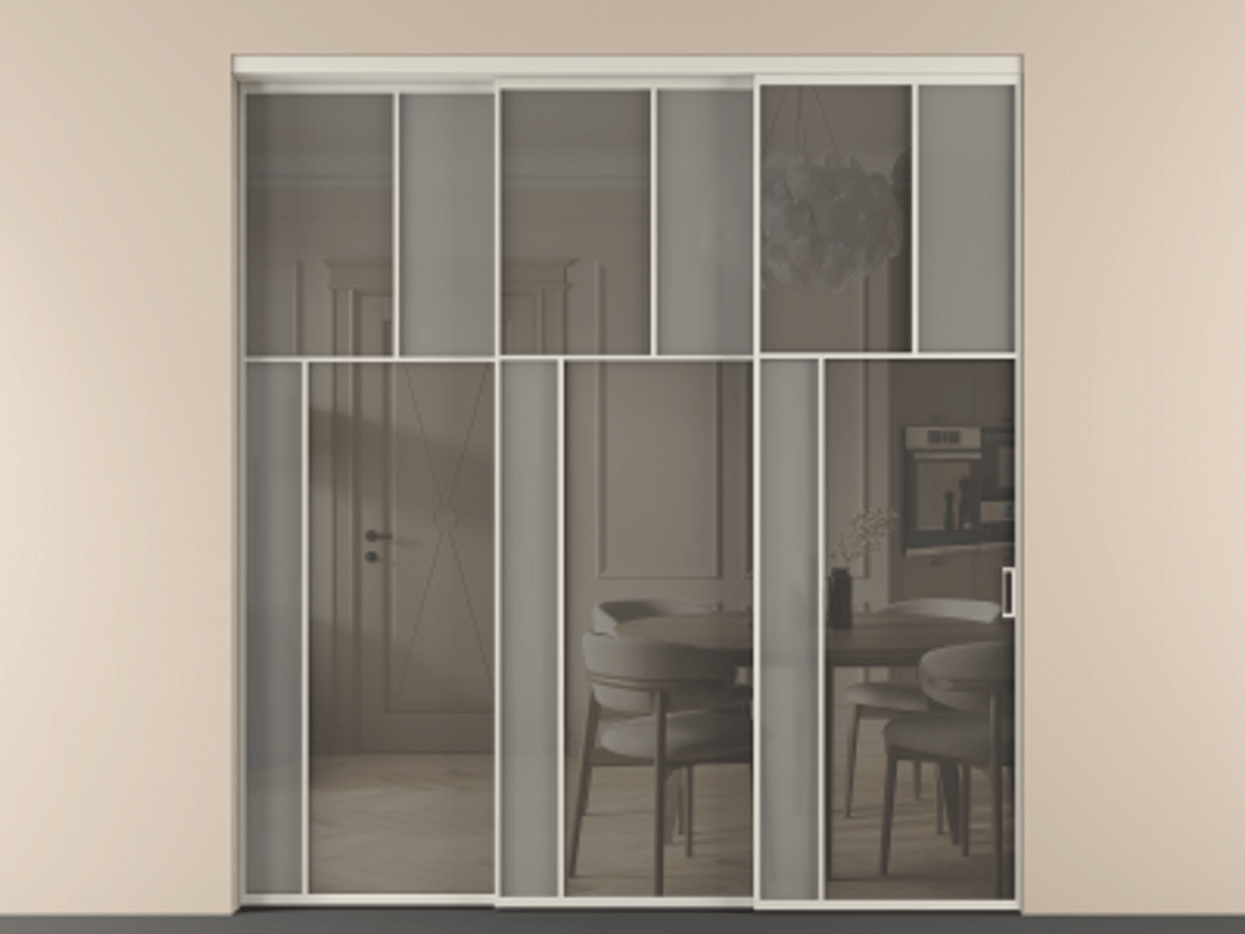 Перегородка Mosaic внутри проёма 3 створки с синхронным механизмом АЛПР 041.22 Алюминий облачно-серый Сатинированное серое стекло, триплекс, 6 мм + Прозрачное серое стекло, триплекс. Цена 88790170 so'm . Фабрика дверей Волховец 8 (800) 551 43 19 Перегородка Mosaic внутри проёма 3 створки с синхронным механизмом АЛПР 041.22 Алюминий облачно-серый Сатинированное серое стекло, триплекс, 6 мм + Прозрачное серое стекло, триплекс Цена 88790170 so'm | Volhovec