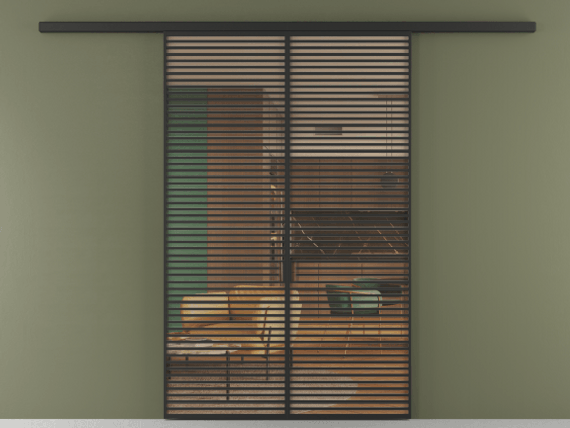 Перегородка Формато вдоль стены 2 створки АЛПР 040.07 Алюминий Черный Прозрачное оранжевое стекло, триплекс Цена 66563700 so'm | Volhovec