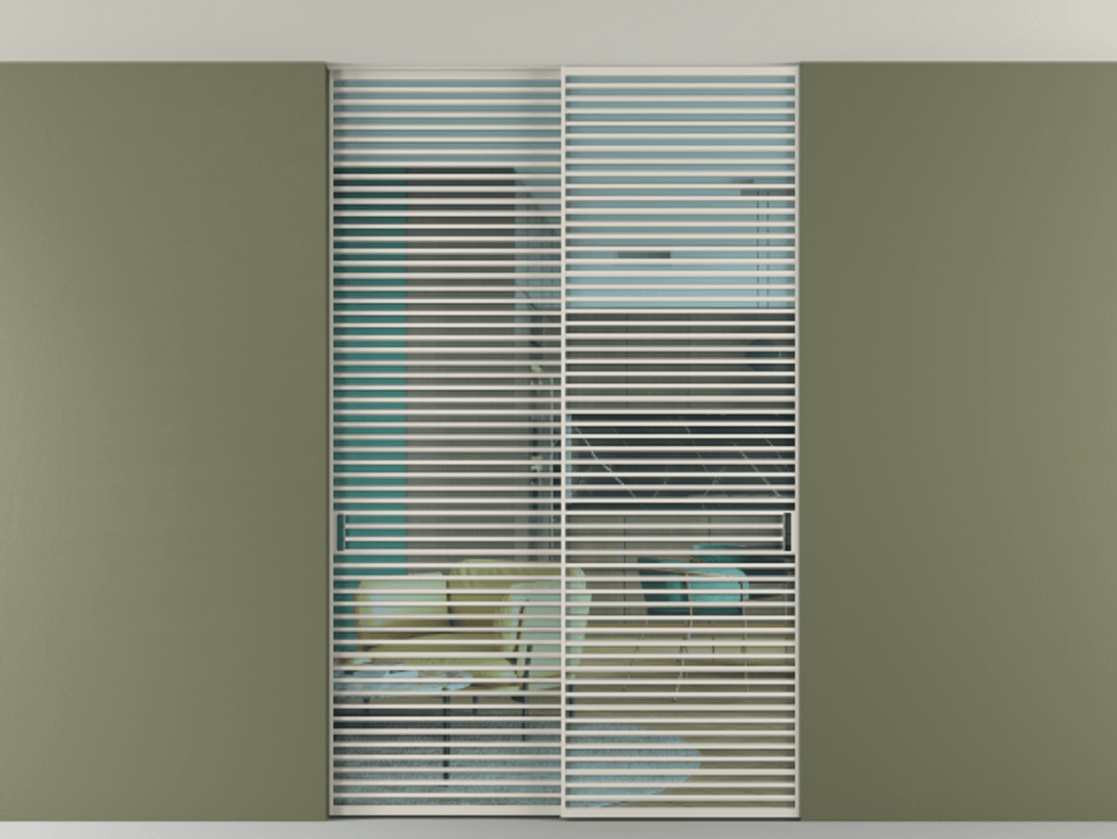 Перегородка Формато внутри проёма скрытое крепление в потолок 2 створки АЛПР 040.07 Алюминий облачно-серый Прозрачное голубое стекло, триплекс Цена 83212750 so'm | Volhovec