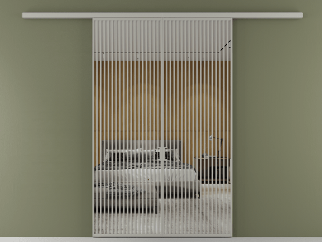 Перегородка Formato вдоль стены 2 створки АЛПР 040.06 Алюминий нейтральный серый Двустороннее зеркало, триплекс , триплекс 6 мм Цена 624620 сом | Volhovec