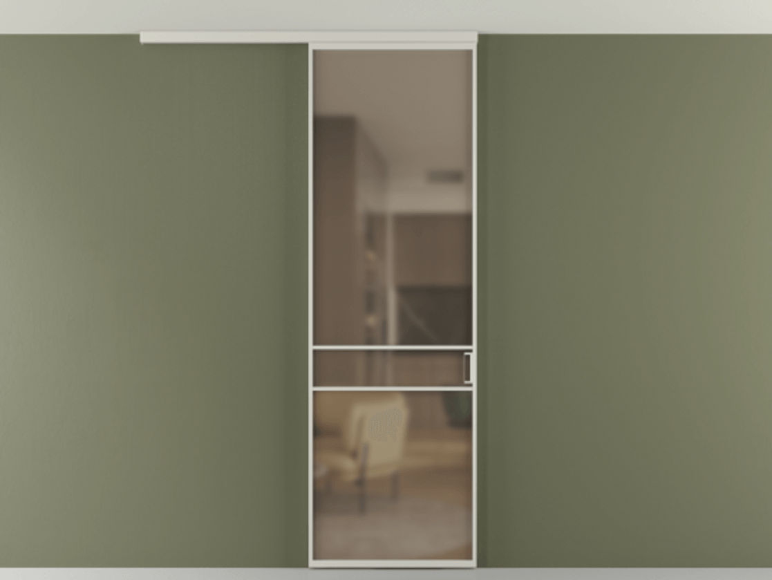 Перегородка Formato вдоль стены на потолок 1 створка АЛПР 040.02 Алюминий тёплый серый Сатинированное бронзовое стекло, триплекс Цена 19662170 so'm | Volhovec