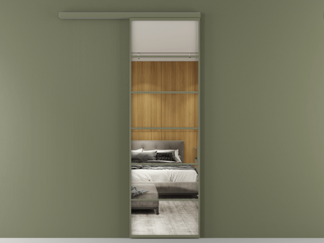 Перегородка Формато вдоль стены 1 створка АЛПР 040.04 Алюминий оливковый тёмный Двустороннее зеркало, триплекс , триплекс 6 мм Цена 22800960 so'm  | Volhovec