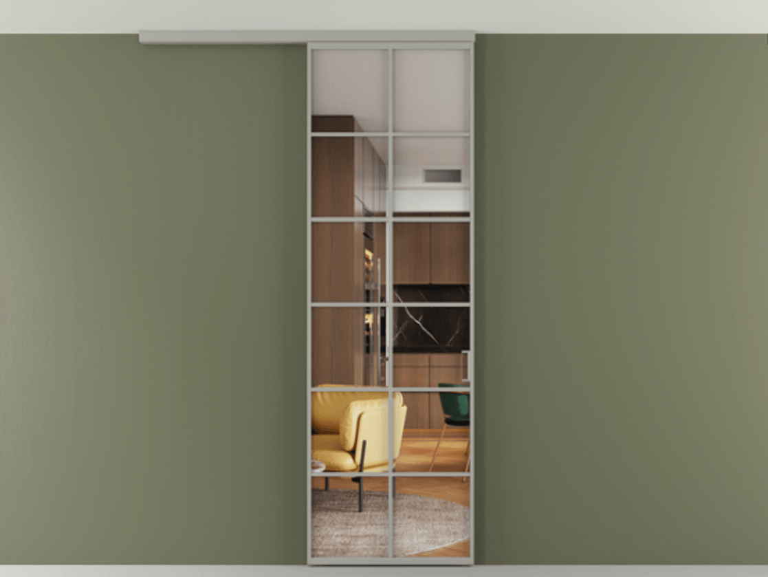 Перегородка Формато вдоль стены на потолок 1 створка АЛПР 040.05 Алюминий нейтральный серый Прозрачное стекло "Кристал Вижн", калёное Цена 27220270 so'm | Volhovec