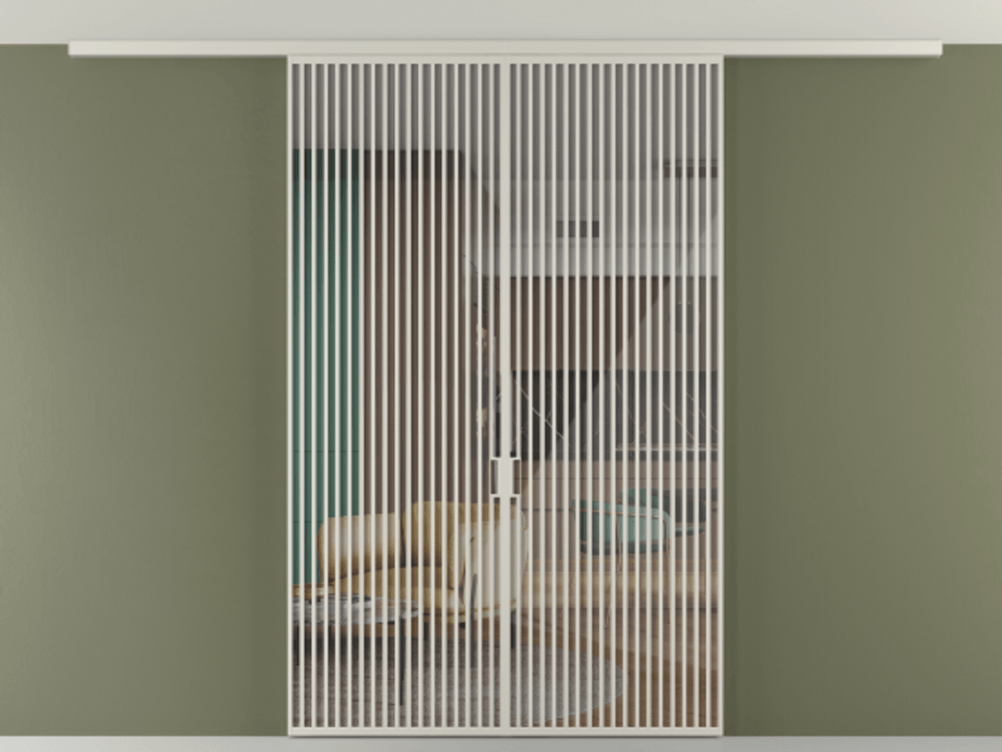 Перегородка Формато вдоль стены на потолок 2 створки АЛПР 040.06 Алюминий тёплый серый Рефлективное прозрачное стекло "Стопсол", калёное Цена 93282560 so'm | Volhovec