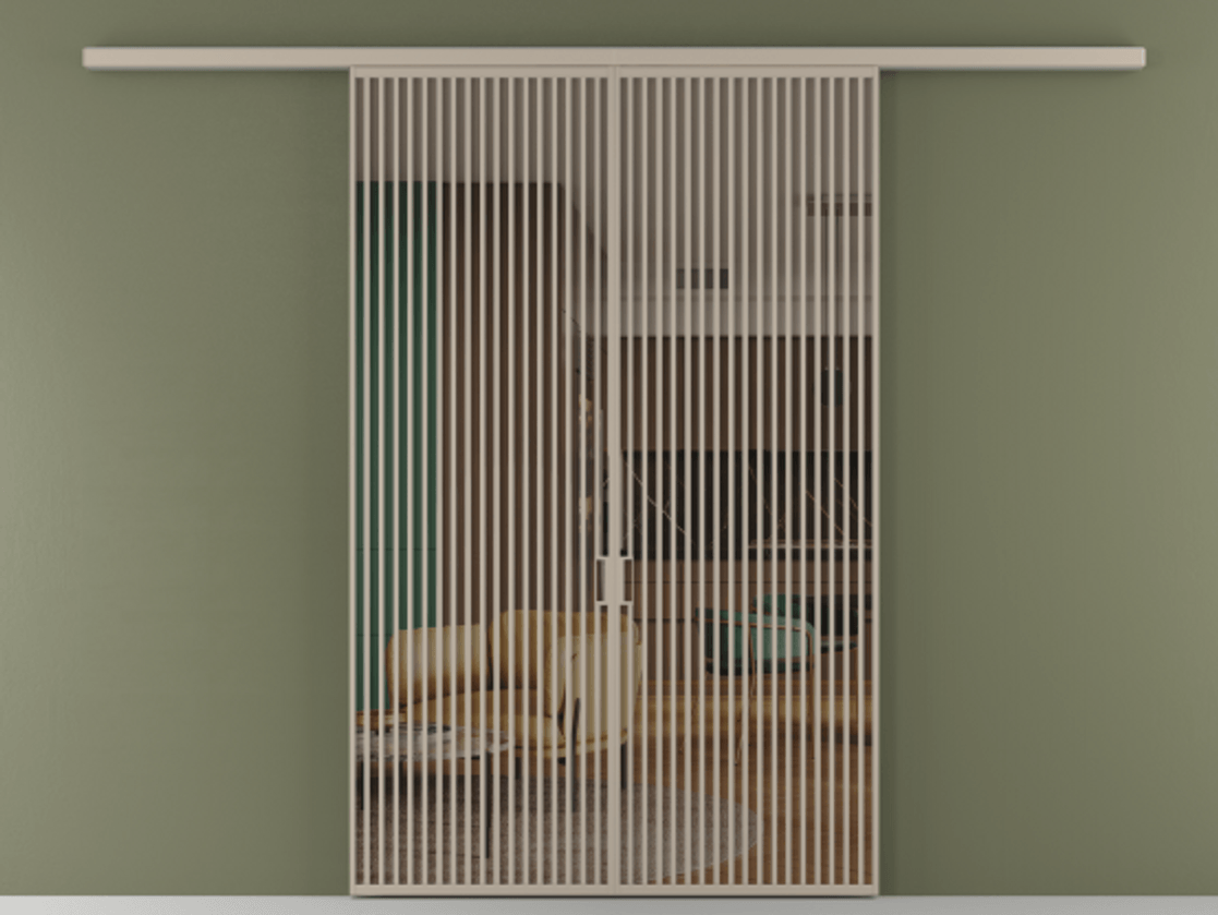 Перегородка Formato вдоль стены 2 створки АЛПР 040.06 Алюминий бисквитный Прозрачное бронзовое стекло, триплекс Цена 87087000 so'm | Volhovec