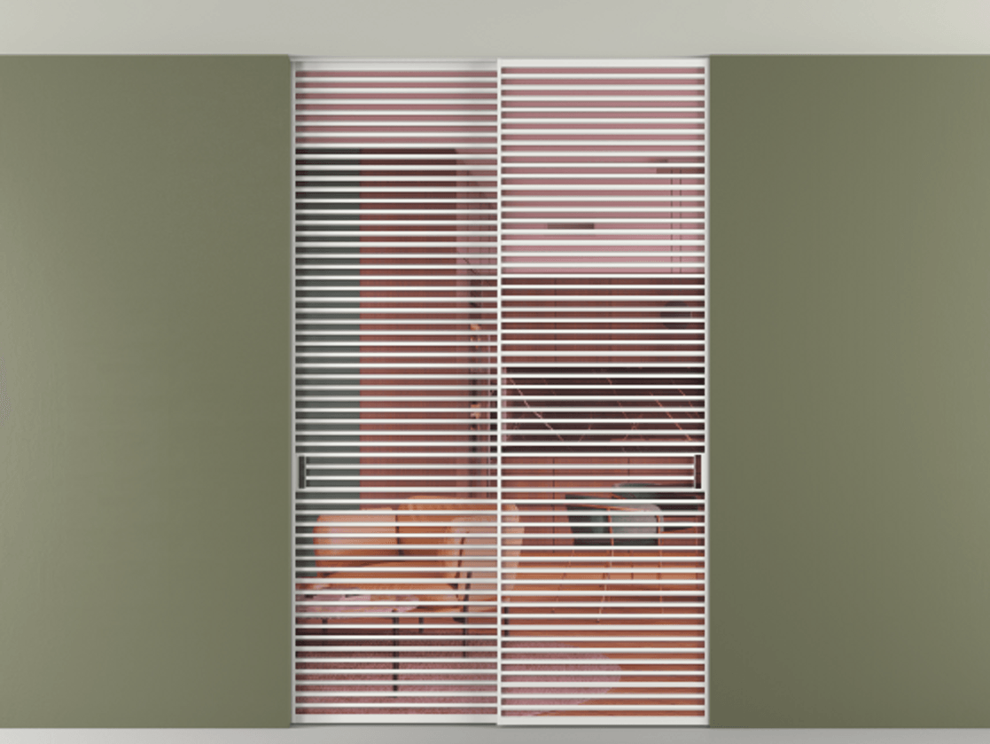 Перегородка Formato внутри проёма скрытое крепление в потолок 2 створки АЛПР 040.07 Алюминий белоснежный Прозрачное розовое стекло, триплекс Цена 505120 ₽ | Volhovec