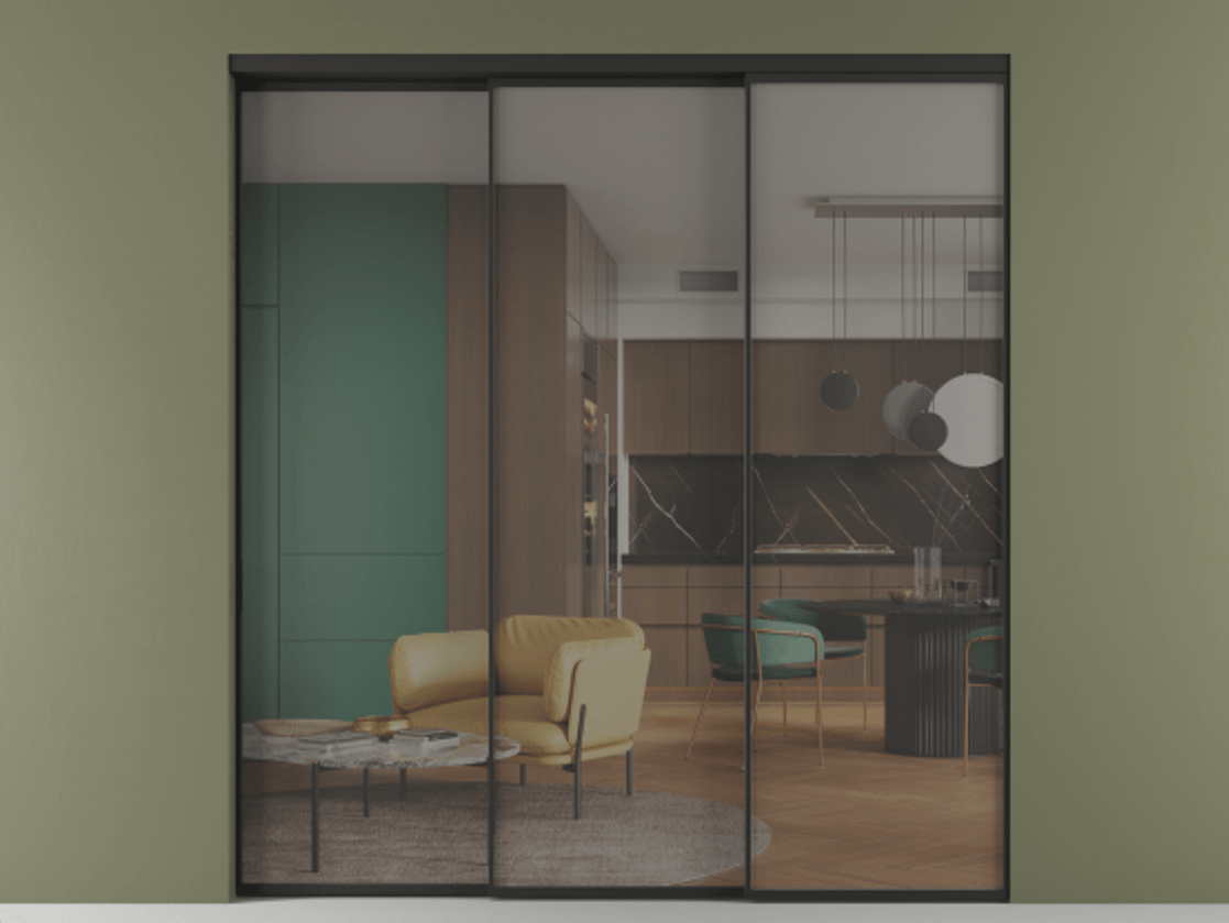 Перегородка Formato внутри проёма телескопик синхро 2 АЛПР 040.01 Алюминий Черный Прозрачное серое стекло, триплекс, 6 мм. Скрытый короб ЧЕР Цена 68106500 so'm 1. Полотно 3 шт.  (800/2100 мм)
2. Комплект установки раздвижной системы
3. Базовый комплект фурнитуры
4. Комплект фурнитуры телескопик синхро-2
5.Ручка RONDO
. Фабрика дверей Волховец 8 (800) 551 43 19  Перегородка Formato внутри проёма телескопик синхро 2 АЛПР 040.01 Алюминий Черный Прозрачное серое стекло, триплекс, 6 мм Цена 68106500 so'm  | Volhovec