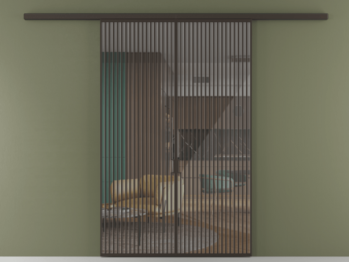 Перегородка Формато вдоль стены 2 створки АЛПР 040.06 Алюминий антрацит Рефлективное прозрачное стекло "Стопсол", калёное Цена 90335000 so'm | Volhovec