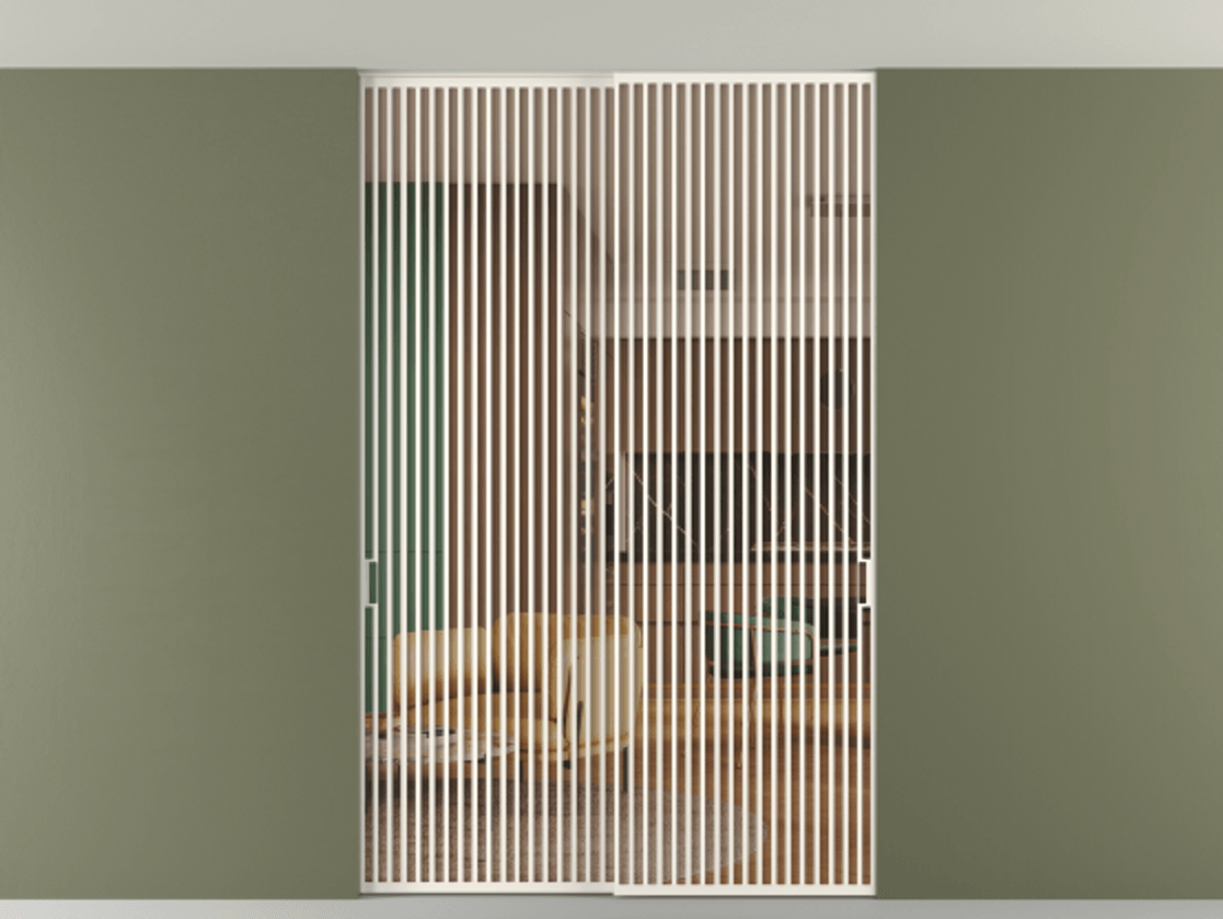 Перегородка Формато внутри проёма скрытое крепление в потолок 2 створки АЛПР 040.06 Алюминий пудровый белый Прозрачное оранжевое стекло, триплекс Цена 83212750 so'm | Volhovec