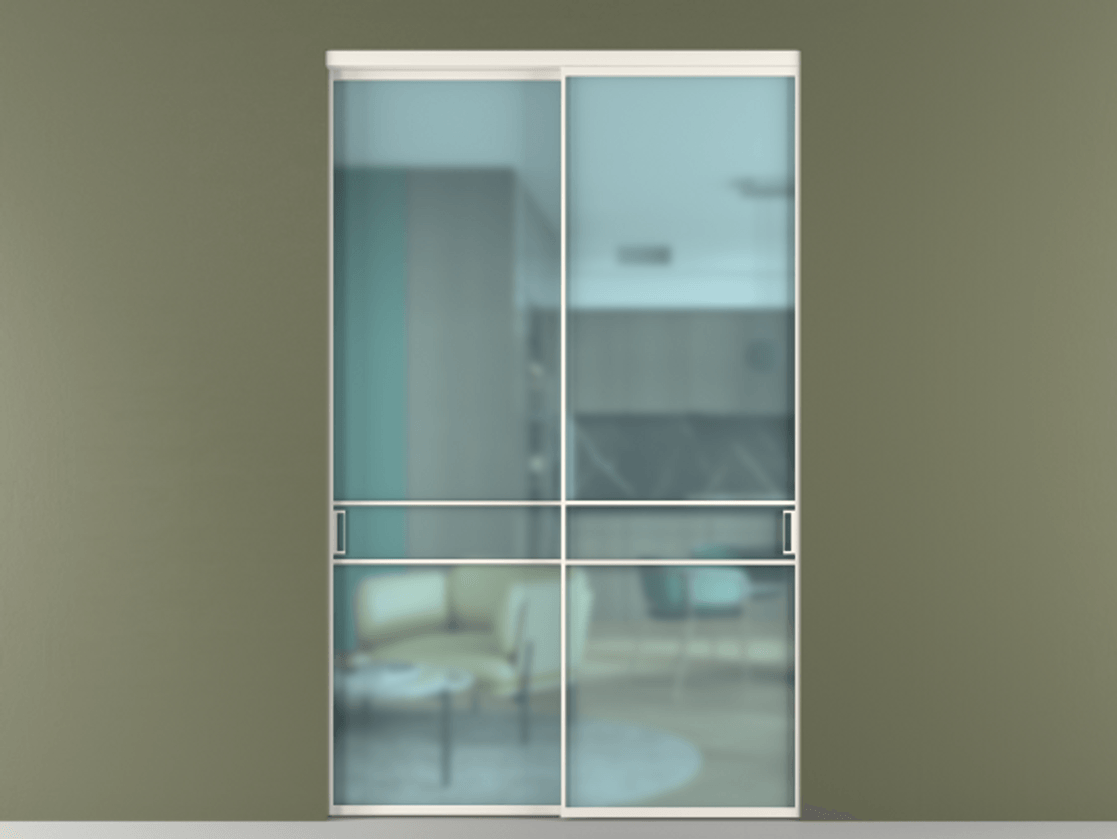 Перегородка Формато внутри проёма 2 створки АЛПР 040.02 Алюминий пудровый белый Сатинированное голубое стекло, триплекс Цена 86224250 so'm  | Volhovec