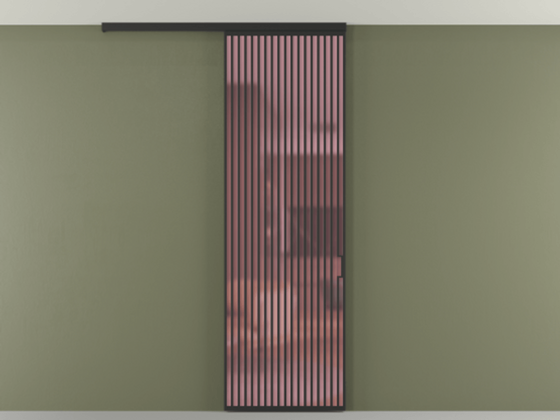 Перегородка Формато вдоль стены на потолок 1 створка АЛПР 040.06 Алюминий Черный Сатинированное розовое стекло, триплекс Цена 34542480 so'm | Volhovec