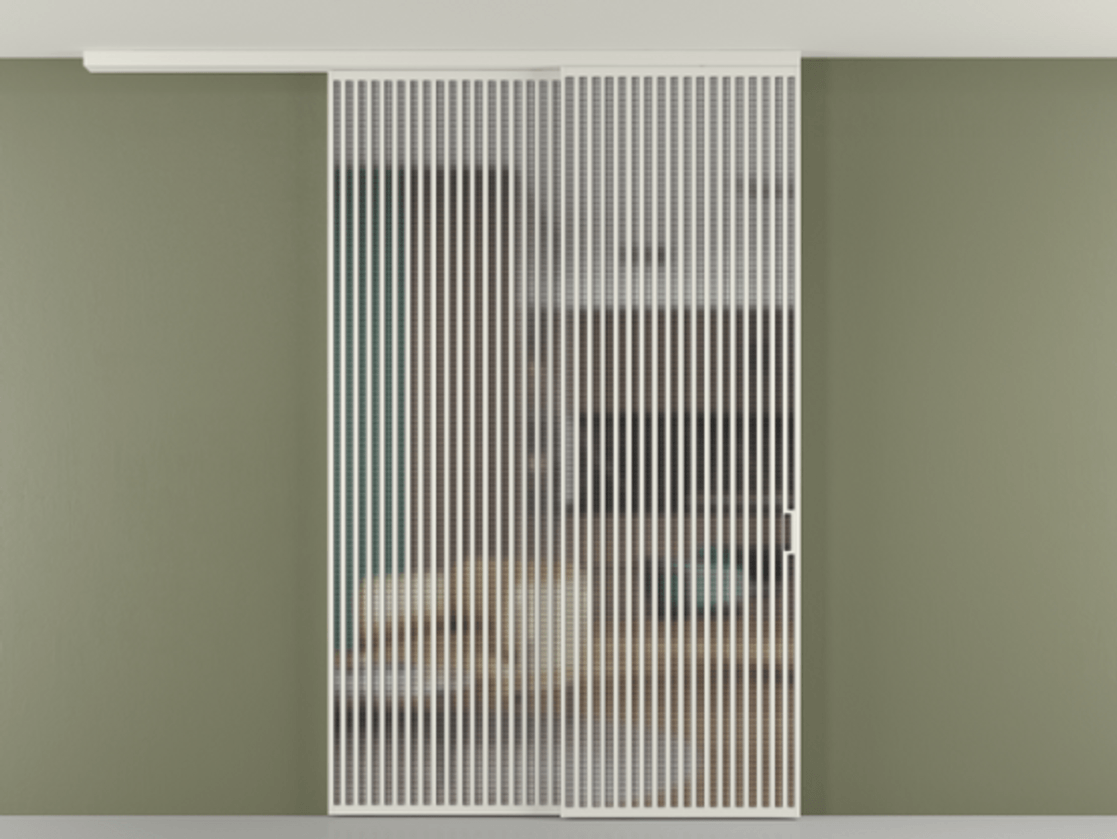 Перегородка Formato вдоль стены на потолок телескопик синхро 2 АЛПР 040.06 Алюминий Белый Декоративное стекло с сеткой "Mesh silver", триплекс, 6 мм. Скрытый короб БЕЛ Цена 99222340 so'm 1. Полотно 2 шт.  (800/2100 мм)
2. Комплект установки раздвижной системы
3. Базовый комплект фурнитуры
4.Ручка RONDO
. Фабрика дверей Волховец 8 (800) 551 43 19  Перегородка Formato вдоль стены на потолок телескопик синхро 2 АЛПР 040.06 Алюминий Белый Декоративное стекло с сеткой "Mesh silver", триплекс, 6 мм Цена 99222340 so'm | Volhovec