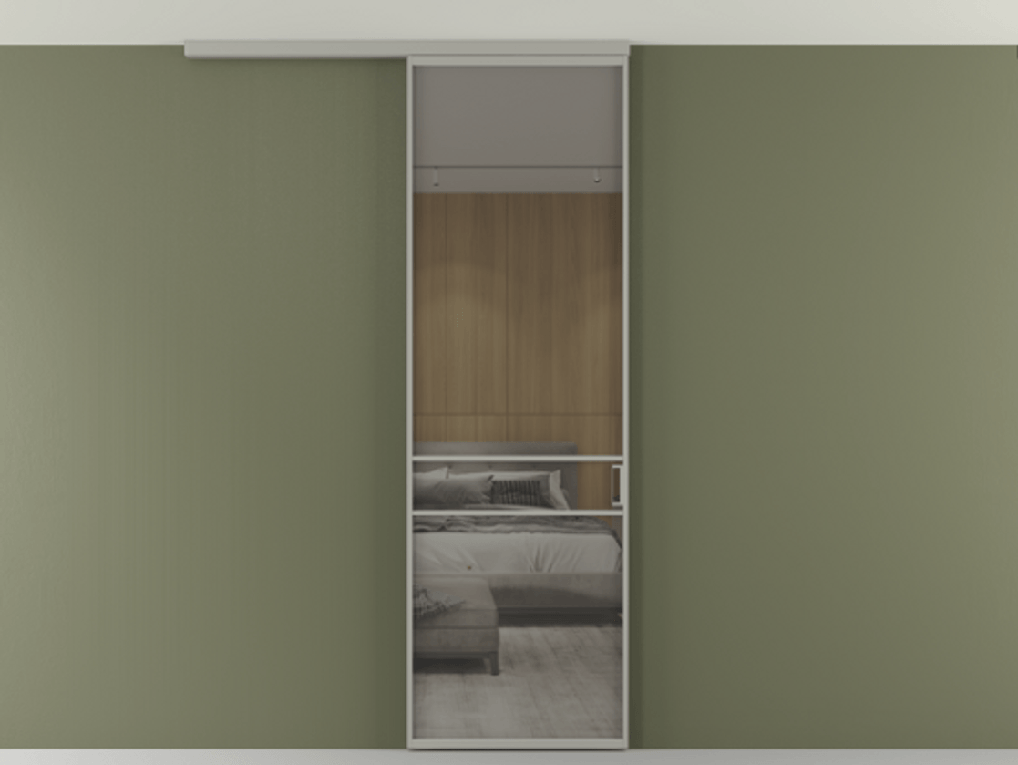 Перегородка Formato вдоль стены на потолок 1 створка АЛПР 040.02 Алюминий нейтральный серый Рефлективное серое стекло "Стопсол", калёное Цена 25478530 so'm | Volhovec