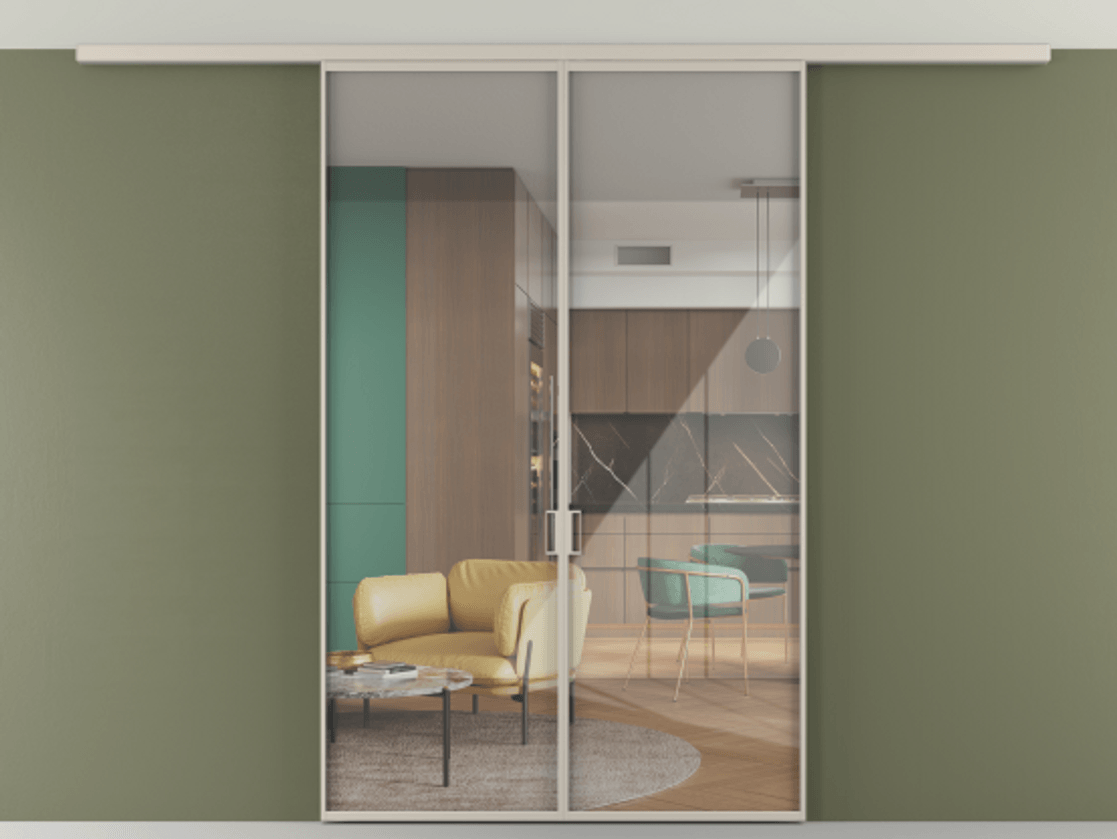 Перегородка Формато вдоль стены на потолок 2 створки АЛПР 040.01 Алюминий светло-бежевый Рефлективное прозрачное стекло "Стопсол", калёное. Цена 40228920 so'm 1. Полотно 2 шт. (800/2100 мм)
2. Комплект установки раздвижной системы
3. Базовый комплект фурнитуры
4.Ручка Рондо. Фабрика дверей Волховец 8 (800) 551 43 19 Перегородка Формато вдоль стены на потолок 2 створки АЛПР 040.01 Алюминий светло-бежевый Рефлективное прозрачное стекло "Стопсол", калёное Цена 40228920 so'm | Volhovec