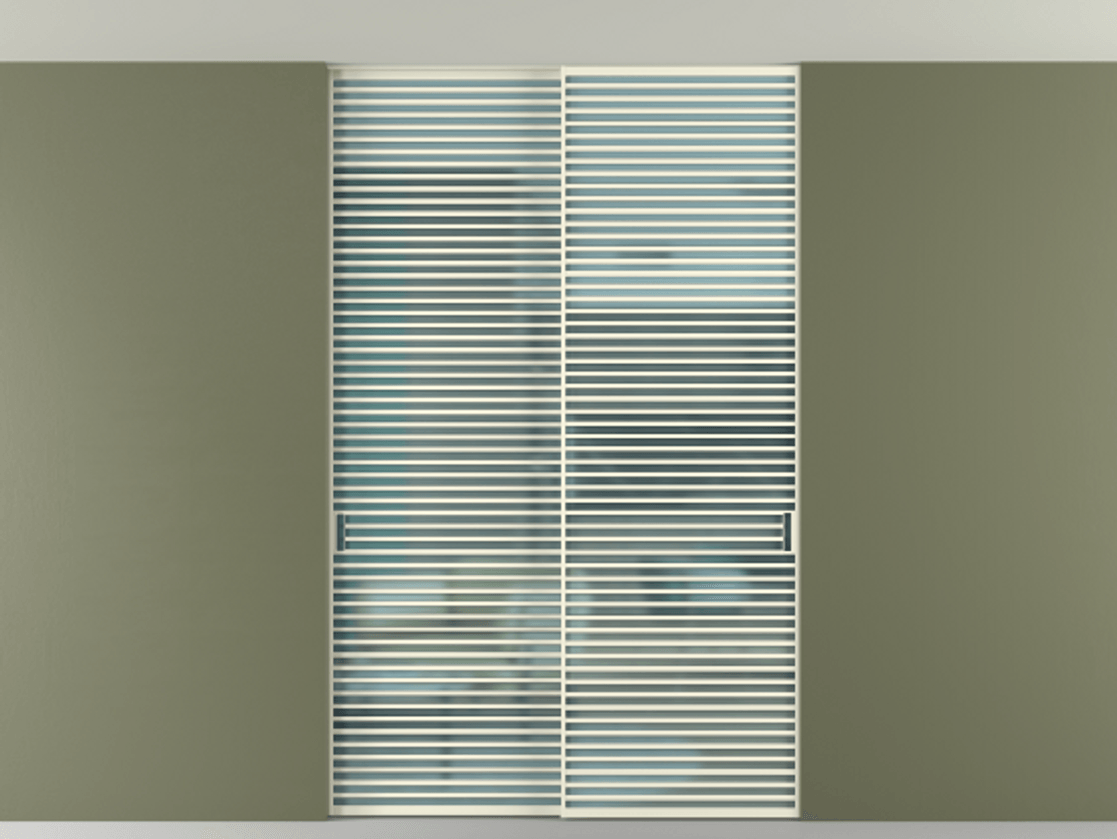 Перегородка Formato внутри проёма скрытое крепление в потолок 2 створки АЛПР 040.07 Алюминий молочно-белый Сатинированное голубое стекло, триплекс Цена 83212750 so'm | Volhovec