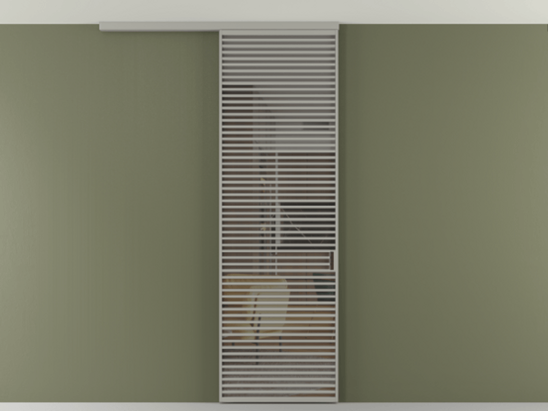 Перегородка Формато вдоль стены на потолок 1 створка АЛПР 040.07 Алюминий нейтральный серый Прозрачное серое стекло, триплекс Цена 38007280 so'm | Volhovec