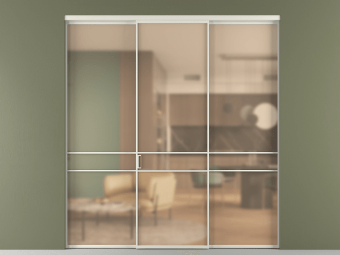 Перегородка Formato внутри проёма 3 створки АЛПР 040.02 Алюминий Белый Сатинированное оранжевое стекло, триплекс Цена 48456100 so'm | Volhovec