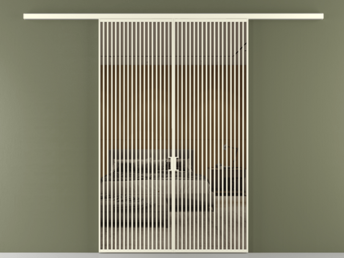 Перегородка Формато вдоль стены 2 створки АЛПР 040.06 Алюминий молочно-белый Рефлективное бронзовое стекло "Стопсол", калёное Цена 90335000 so'm | Volhovec