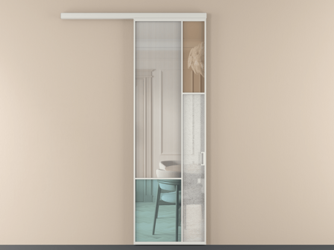 Перегородка Mosaic вдоль стены 1 створка АЛПР 041.12 Алюминий Белый Комбинация стекол Группы 1 и Группы 3 Цена 27890170 so'm | Volhovec