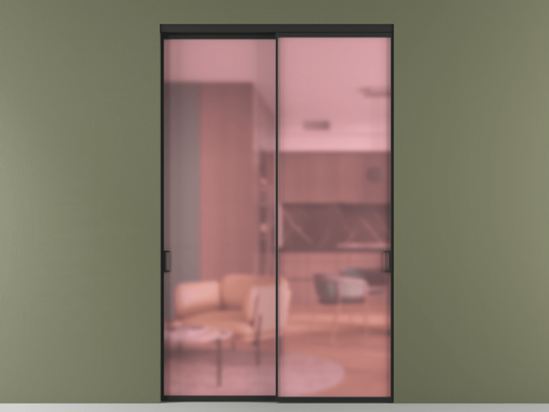 Перегородка Formato внутри проёма 2 створки АЛПР 040.01 Алюминий Черный Сатинированное розовое стекло, триплекс Цена 87249400 so'm  | Volhovec