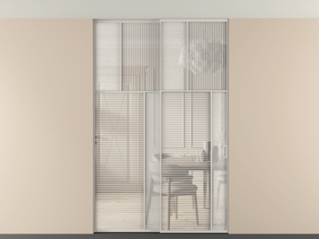 Перегородка Мозаик внутри проёма скрытое крепление в потолок 2 створки АЛПР 041.23 Алюминий тёплый серый Рифлёное стекло "Дюна", триплекс, 6 мм + Фактурное стекло "Лёд", триплекс. Цена 69137740 so'm . Фабрика дверей Волховец 8 (800) 551 43 19 Перегородка Мозаик внутри проёма скрытое крепление в потолок 2 створки АЛПР 041.23 Алюминий тёплый серый Рифлёное стекло "Дюна", триплекс, 6 мм + Фактурное стекло "Лёд", триплекс Цена 69137740 so'm | Volhovec